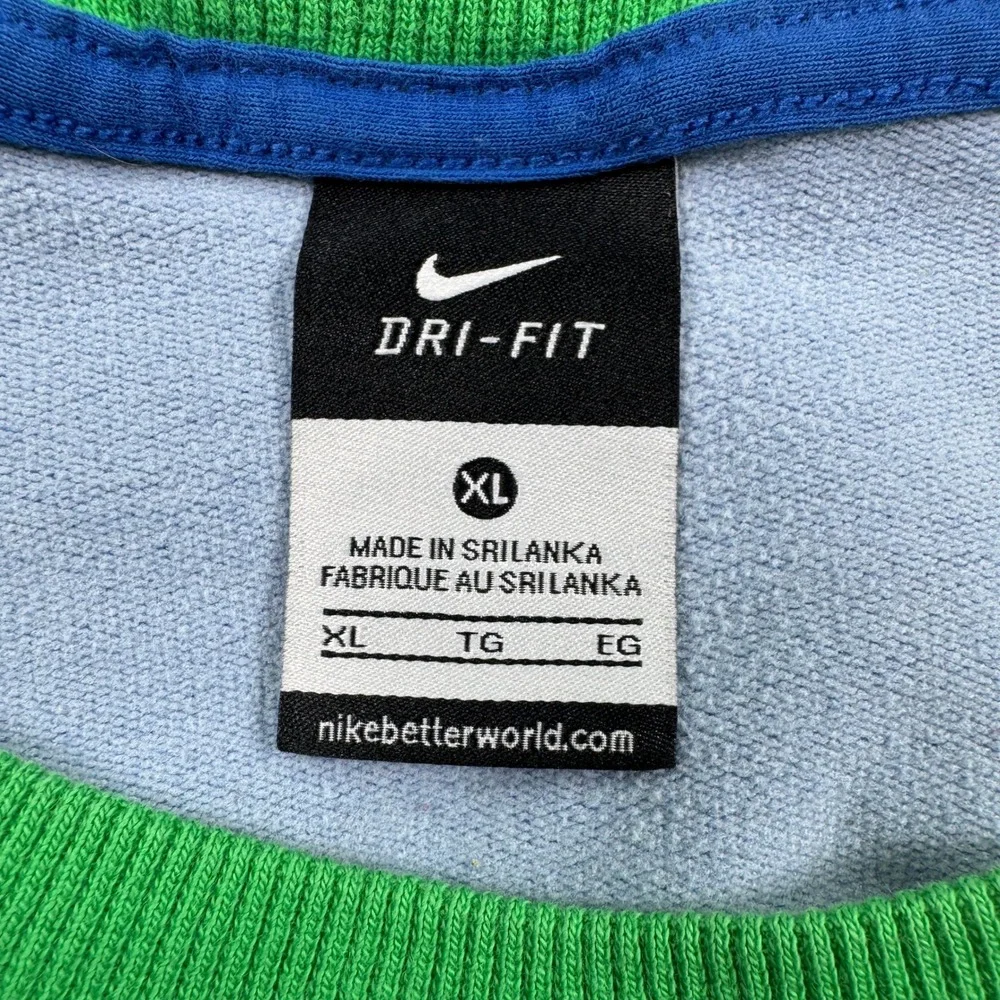 Nike Men's Sweatshirt Dri-FIT Colorblock Green Blue XL Zipper Pockets Pullover‎